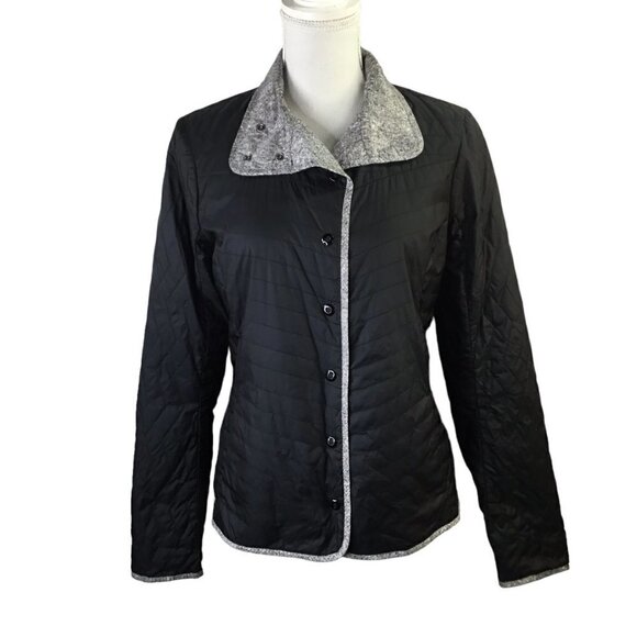 Mountain Hardwear Quilted Women's Jacket Snap Front Sz M Black Gray Lightweight - Picture 3 of 12